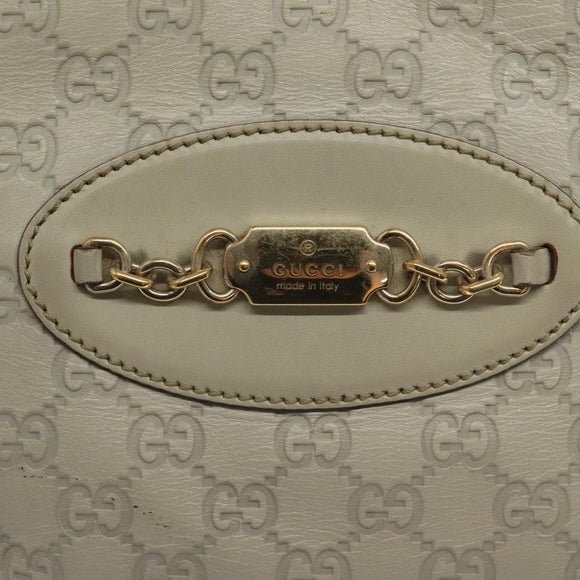 GUCCI GG Canvas Guccissima Tragetasche Leder Weiß Gold 145993 Auth 129473