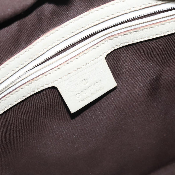 GUCCI GG Canvas Guccissima Tote Bag Leather White Gold 145993 Auth 129473