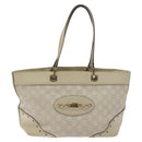 GUCCI GG Canvas Guccissima Tote Bag Leather White Gold 145993 Auth 129473-2