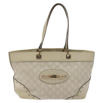 GUCCI GG Canvas Guccissima Tote Bag Leather White Gold 145993 Auth 129473 - 0