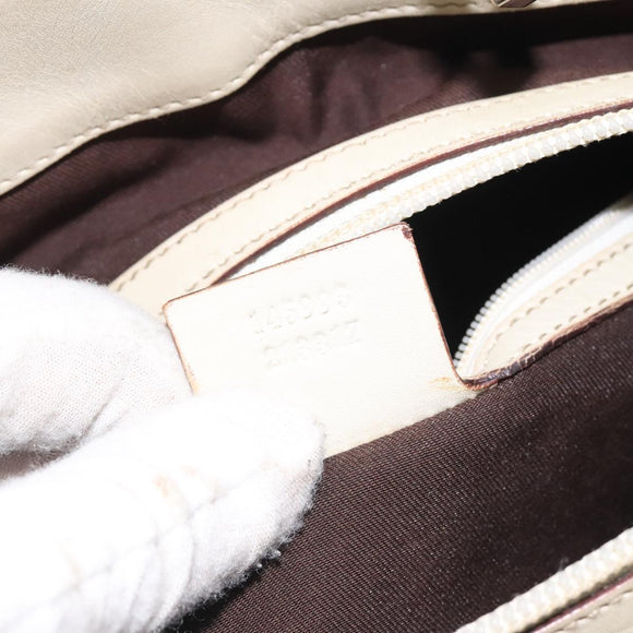 GUCCI GG Canvas Guccissima Tote Bag Leather White Gold 145993 Auth 129473