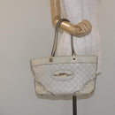 GUCCI GG Canvas Guccissima Tote Bag Leather White Gold 145993 Auth 129473-22