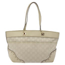 GUCCI GG Canvas Guccissima Tote Bag Leather White Gold 145993 Auth 129473-3