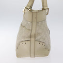 GUCCI GG Canvas Guccissima Tote Bag Leather White Gold 145993 Auth 129473-4