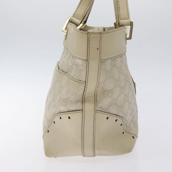 GUCCI GG Canvas Guccissima Tote Bag Leather White Gold 145993 Auth 129473