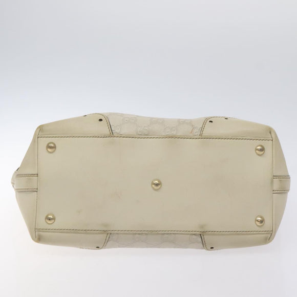 GUCCI GG Canvas Guccissima Tote Bag Leather White Gold 145993 Auth 129473