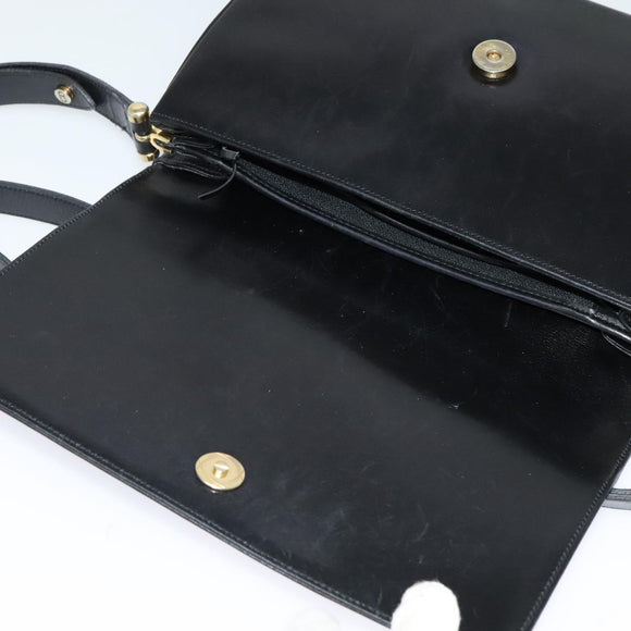 Christian Dior Shoulder Bag Leather Black Gold Auth 129475