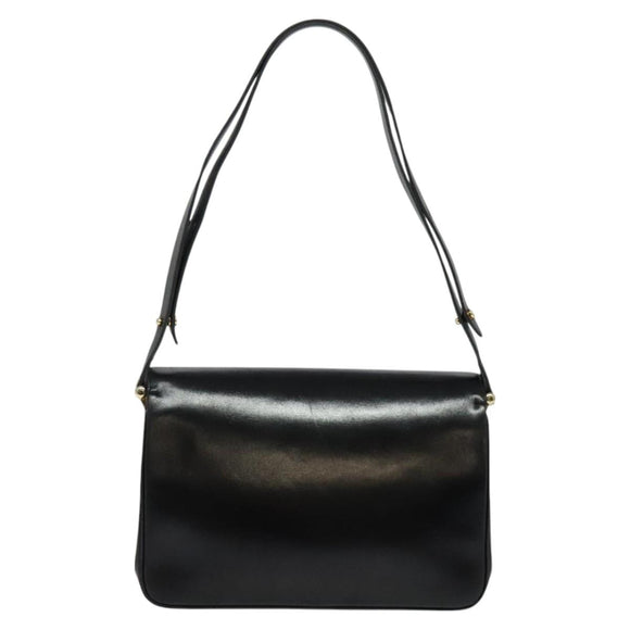 Christian Dior Shoulder Bag Leather Black Gold Auth 129475