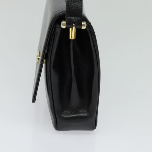 Christian Dior Shoulder Bag Leather Black Gold Auth 129475