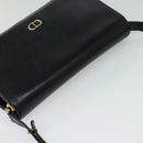 Christian Dior Shoulder Bag Leather Black Gold Auth 129475-6