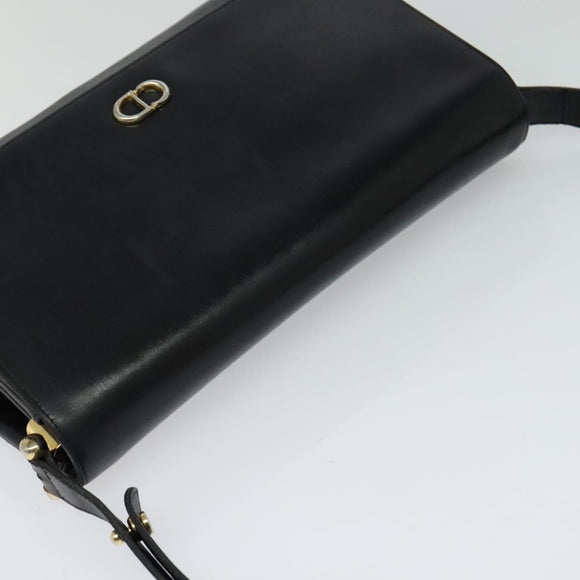 Christian Dior Shoulder Bag Leather Black Gold Auth 129475