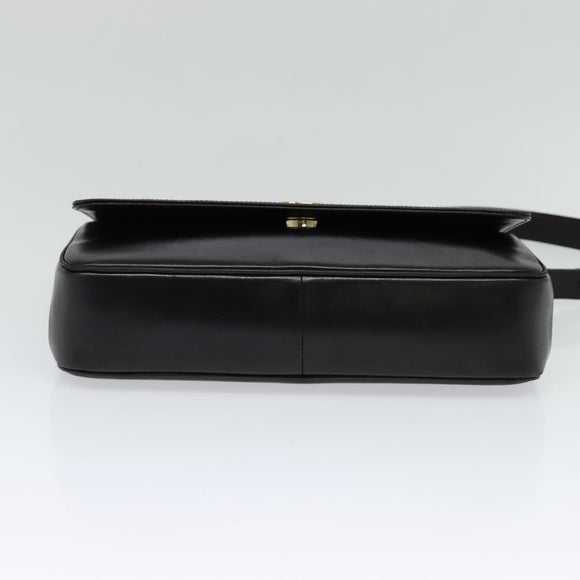 Christian Dior Shoulder Bag Leather Black Gold Auth 129475