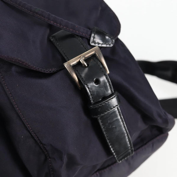 PRADA Backpack Nylon Purple Silver Auth 129478V