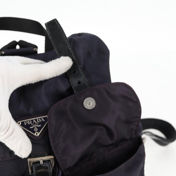 PRADA Backpack Nylon Purple Silver Auth 129478V