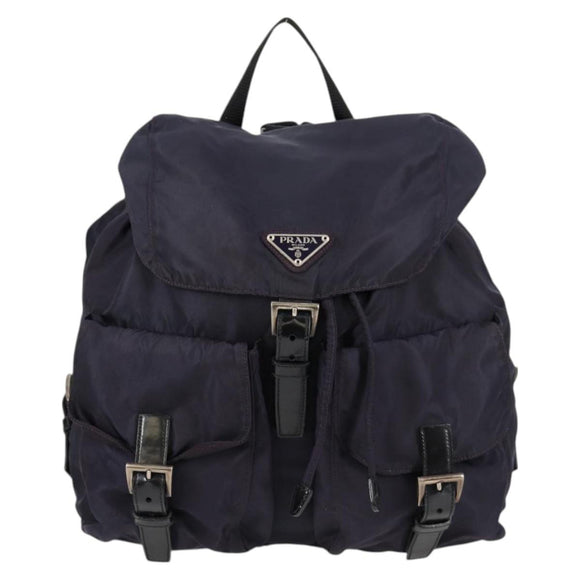 PRADA Backpack Nylon Purple Silver Auth 129478V