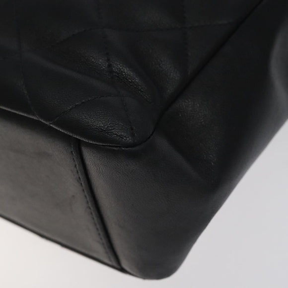 CHANEL Matelasse COCO Mark Chain Hand Bag Lamb Skin Black Gold CC Auth 129531V