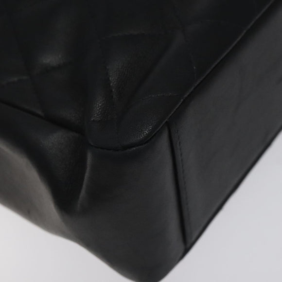 CHANEL Matelasse COCO Mark Chain Hand Bag Lamb Skin Black Gold CC Auth 129531V