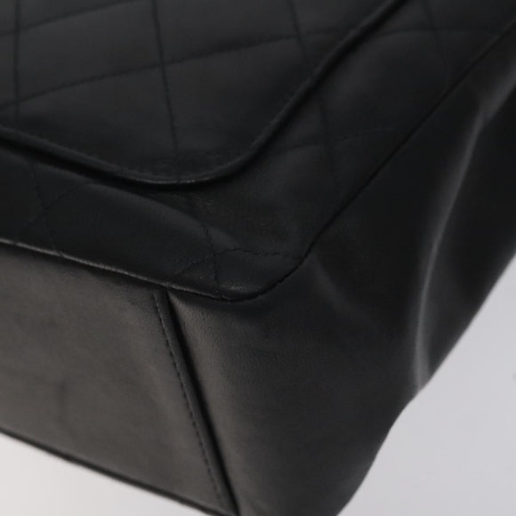 CHANEL Matelasse COCO Mark Chain Hand Bag Lamb Skin Black Gold CC Auth 129531V