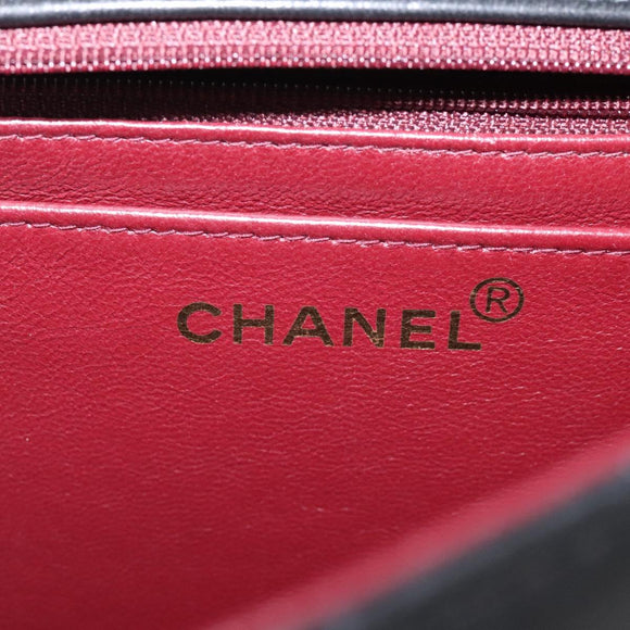 CHANEL Matelasse COCO Mark Chain Hand Bag Lamb Skin Black Gold CC Auth 129531V