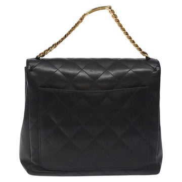 CHANEL Matelasse COCO Mark Chain Hand Bag Lamb Skin Black Gold CC Auth 129531V - 0