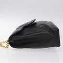 CHANEL Matelasse COCO Mark Chain Hand Bag Lamb Skin Black Gold CC Auth 129531V-4