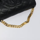 CHANEL Matelasse COCO Mark Chain Hand Bag Lamb Skin Black Gold CC Auth 129531V-7