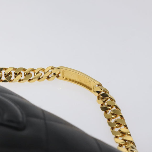 CHANEL Matelasse COCO Mark Chain Hand Bag Lamb Skin Black Gold CC Auth 129531V