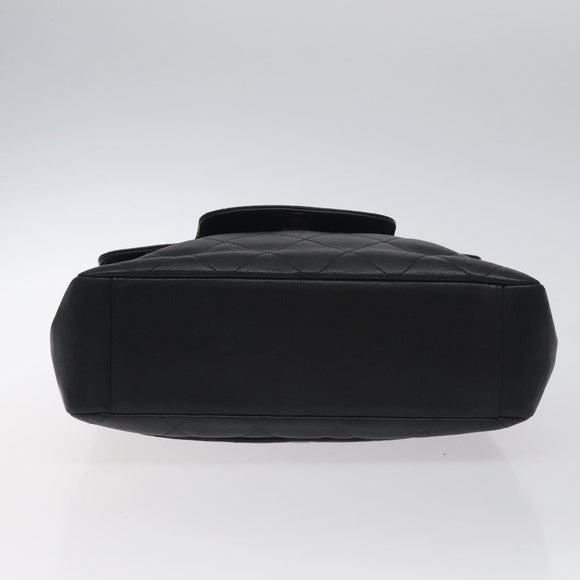 CHANEL Matelasse COCO Mark Chain Hand Bag Lamb Skin Black Gold CC Auth 129531V