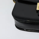 CELINE Shoulder Bag Leather Black Gold Auth 129540-10