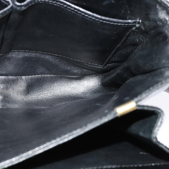 CELINE Shoulder Bag Leather Black Gold Auth 129540