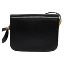 CELINE Shoulder Bag Leather Black Gold Auth 129540-3