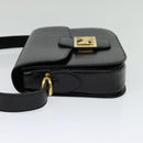 CELINE Shoulder Bag Leather Black Gold Auth 129540-4