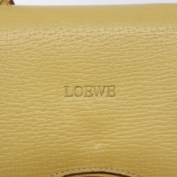 LOEWE Barcelona Hand Bag Leather Yellow Gold Auth 129542