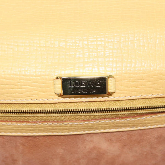 LOEWE Barcelona Hand Bag Leather Yellow Gold Auth 129542