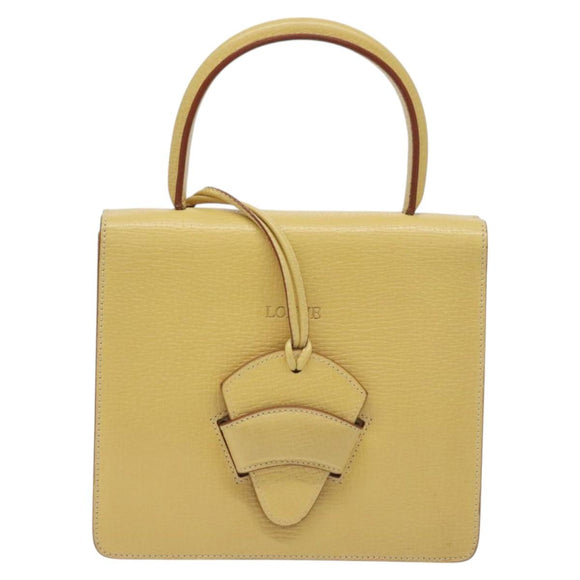 LOEWE Barcelona Hand Bag Leather Yellow Gold Auth 129542