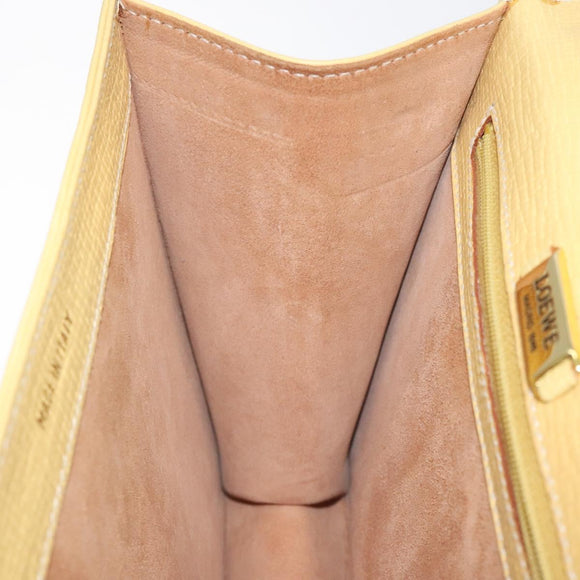 LOEWE Barcelona Hand Bag Leather Yellow Gold Auth 129542