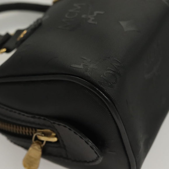 MCM Vicetos Logogram Hand Bag PVC 2way Black Gold Auth 129547