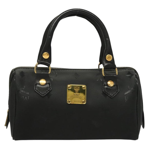 MCM Vicetos Logogram Hand Bag PVC 2way Black Gold Auth 129547