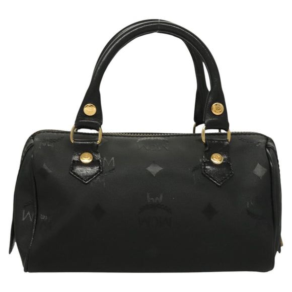 MCM Vicetos Logogram Hand Bag PVC 2way Black Gold Auth 129547