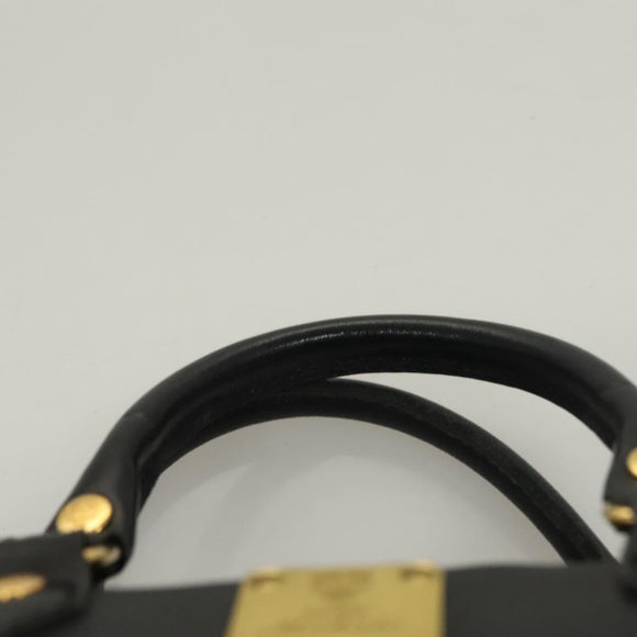 MCM Vicetos Logogram Hand Bag PVC 2way Black Gold Auth 129547