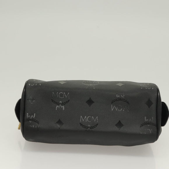 MCM Vicetos Logogram Hand Bag PVC 2way Black Gold Auth 129547