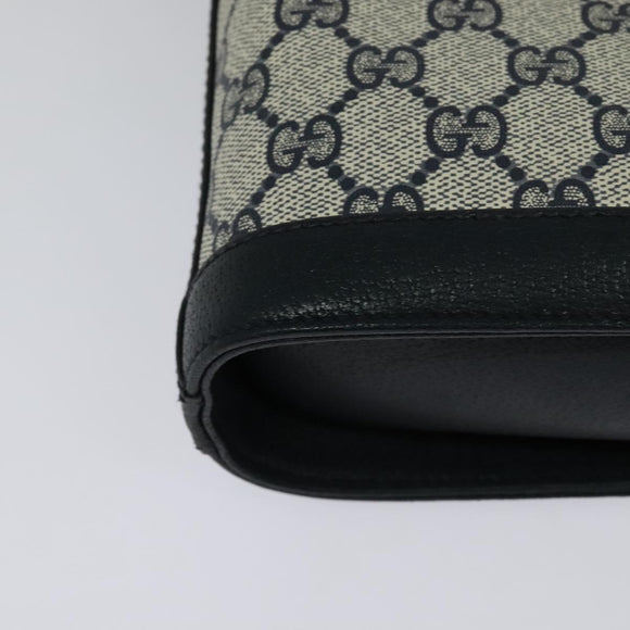 GUCCI GG Supreme Shoulder Bag PVC Navy Gold 001 109 0579 Auth 129552