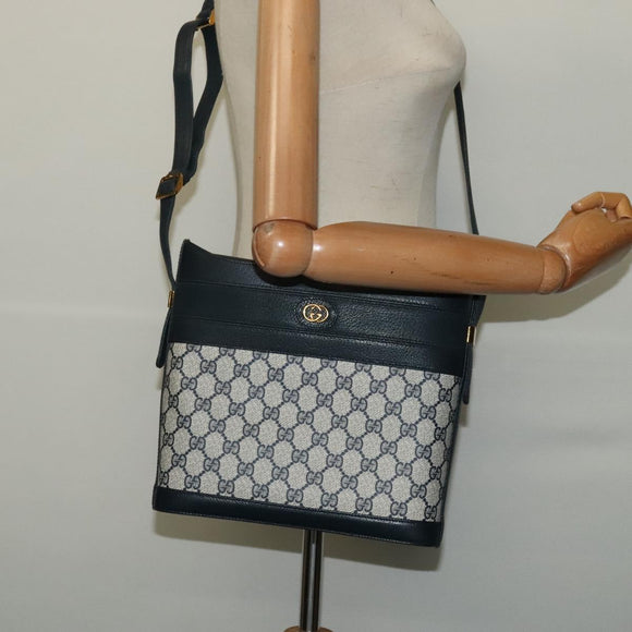 GUCCI GG Supreme Shoulder Bag PVC Navy Gold 001 109 0579 Auth 129552