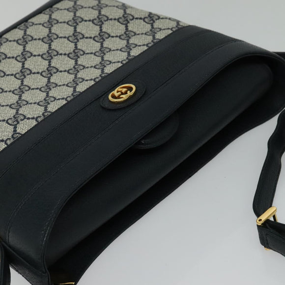 GUCCI GG Supreme Shoulder Bag PVC Navy Gold 001 109 0579 Auth 129552