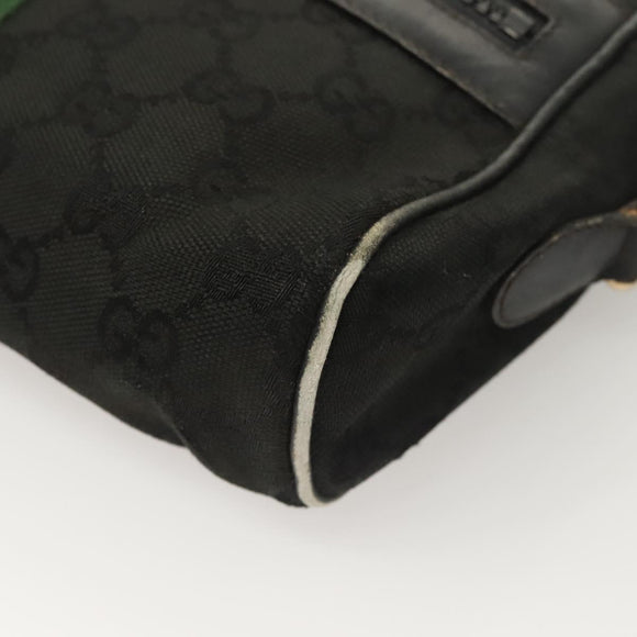 GUCCI GG Canvas Web Sherry Line Shoulder Bag Black Gold Red 010 378 Auth 129553