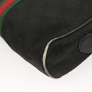 GUCCI GG Canvas Web Sherry Line Shoulder Bag Black Gold Red 010 378 Auth 129553-16