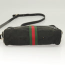 GUCCI GG Canvas Web Sherry Line Shoulder Bag Black Gold Red 010 378 Auth 129553-5