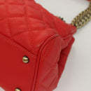 MCM Chain Shoulder Bag Leather Red Auth 129555-11