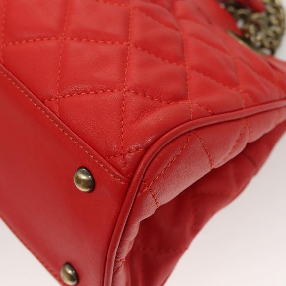 MCM Chain Shoulder Bag Leather Red Auth 129555