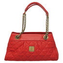 MCM Chain Shoulder Bag Leather Red Auth 129555-2